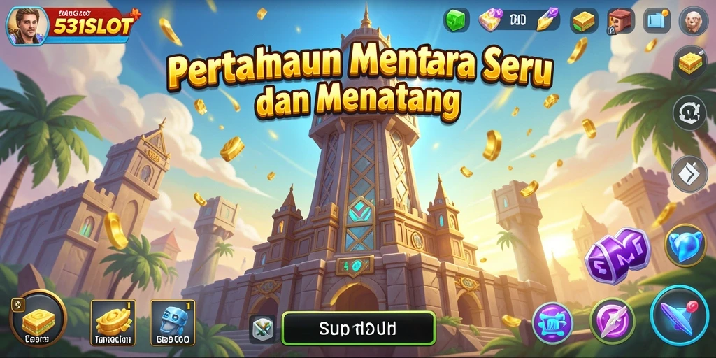 Screenshot gameplay menampilkan menara bertahan yang strategis.
