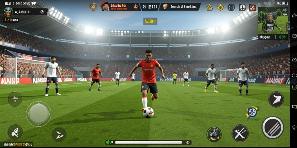 Gameplay AJAIB11 menunjukkan momen-momen seru di lapangan sepak bola.