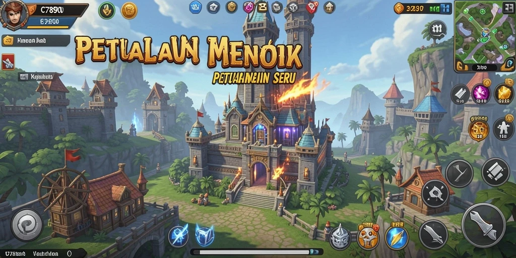 Tampilan seru gameplay C7890 di mana strategi menara berperan penting.