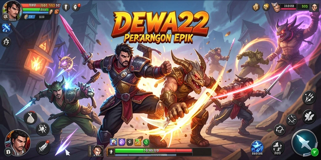Tampilan pertarungan seru dengan karakter unik di DEWA22.
