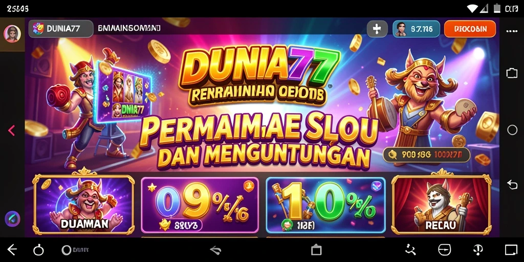 Tampilan menarik gameplay slot DUNIA77 di layar ponsel.