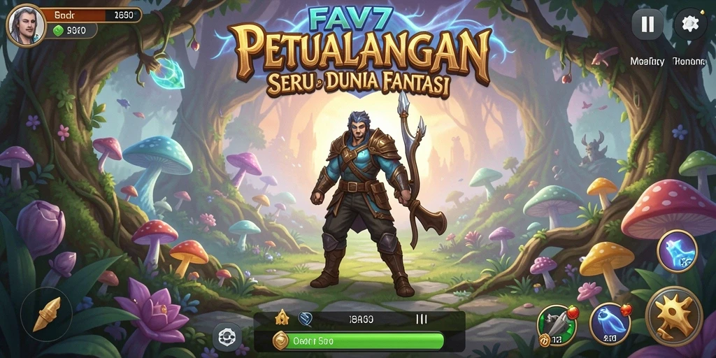 Screenshot gameplay FAV77 menampilkan karakter sedang menjelajahi hutan misterius.