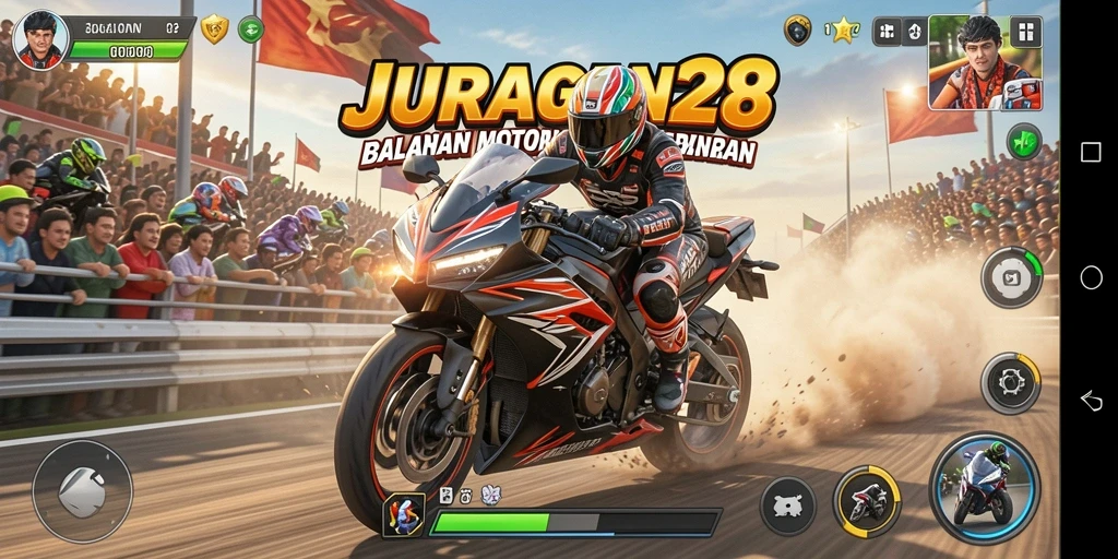 Gameplay seru dari JURAGAN28 dengan balapan motor yang intens.