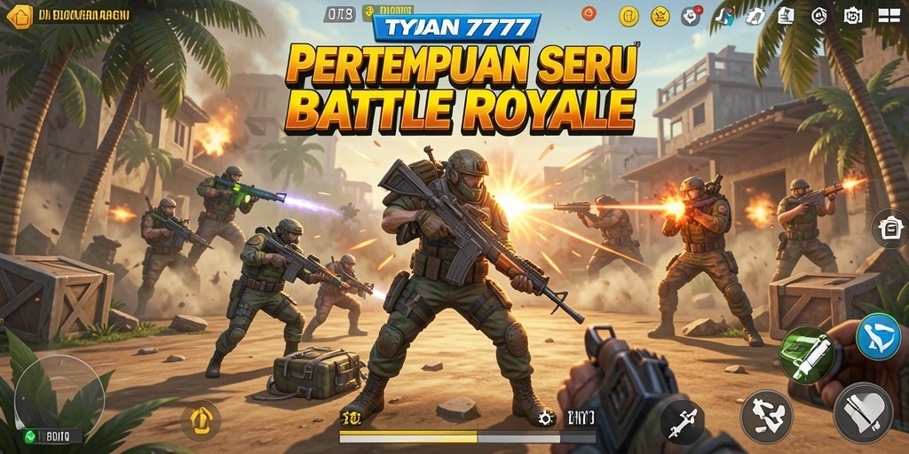 Tampilan gameplay seru dalam TYA777 yang menampilkan pertarungan Battle Royale.